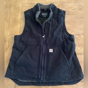 Carhartt Washed Duck Sherpa-Lined Mock-Neck Relaxed-Fit Vest  Ladies LARGE